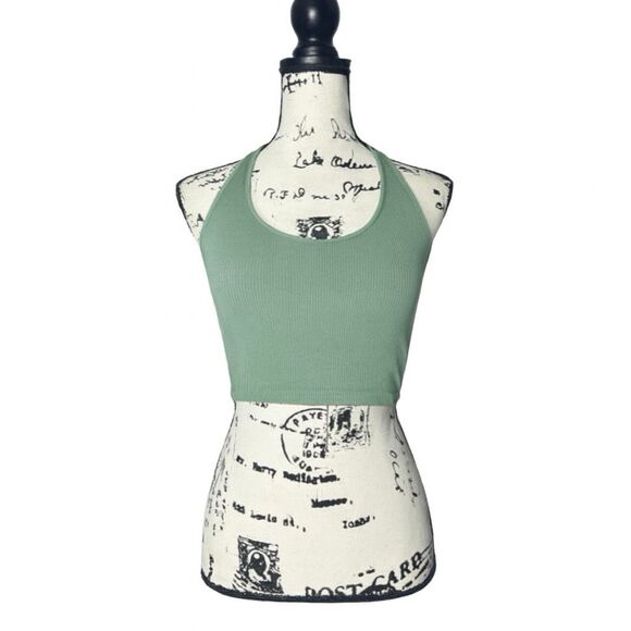 Shein SZ S green halter ribbed crop top - Picture 1 of 3
